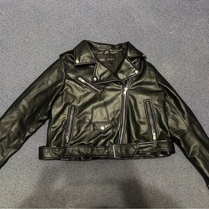 Zara Sleek Black Leather Jacket